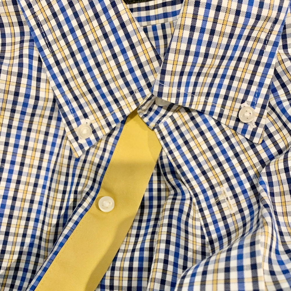 Paul Fredrick non Iron 2 ply cotton men’s check dress shirt size 17 x 33 large - Picture 8 of 10